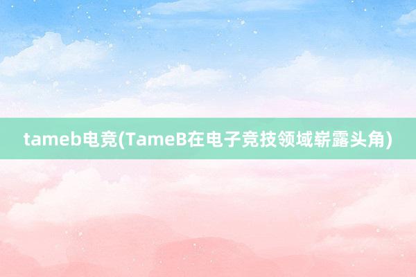 tameb电竞(TameB在电子竞技领域崭露头角)