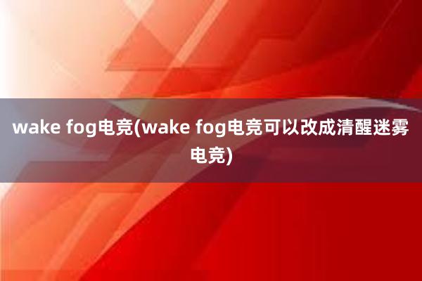 wake fog电竞(wake fog电竞可以改成清醒迷雾电竞)