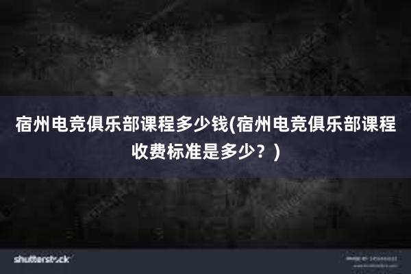 宿州电竞俱乐部课程多少钱(宿州电竞俱乐部课程收费标准是多少？)