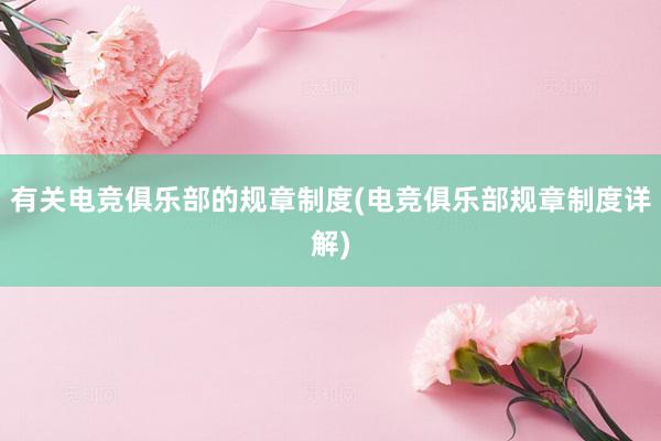 有关电竞俱乐部的规章制度(电竞俱乐部规章制度详解)