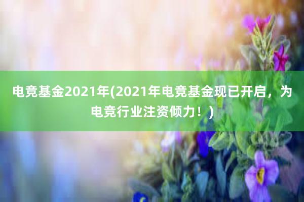 电竞基金2021年(2021年电竞基金现已开启，为电竞行业注资倾力！)