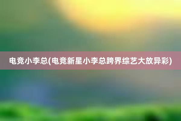 电竞小李总(电竞新星小李总跨界综艺大放异彩)