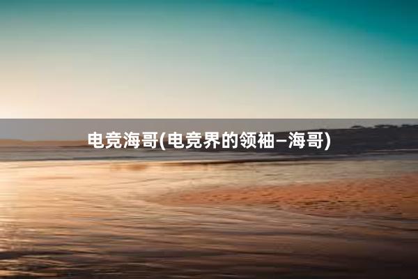 电竞海哥(电竞界的领袖—海哥)