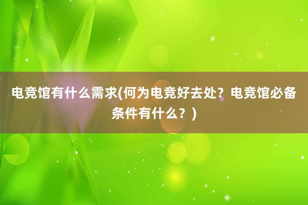 电竞馆有什么需求(何为电竞好去处？电竞馆必备条件有什么？)