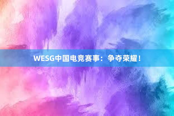 WESG中国电竞赛事：争夺荣耀！