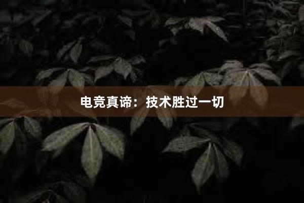 电竞真谛：技术胜过一切