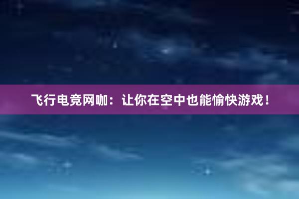 飞行电竞网咖：让你在空中也能愉快游戏！